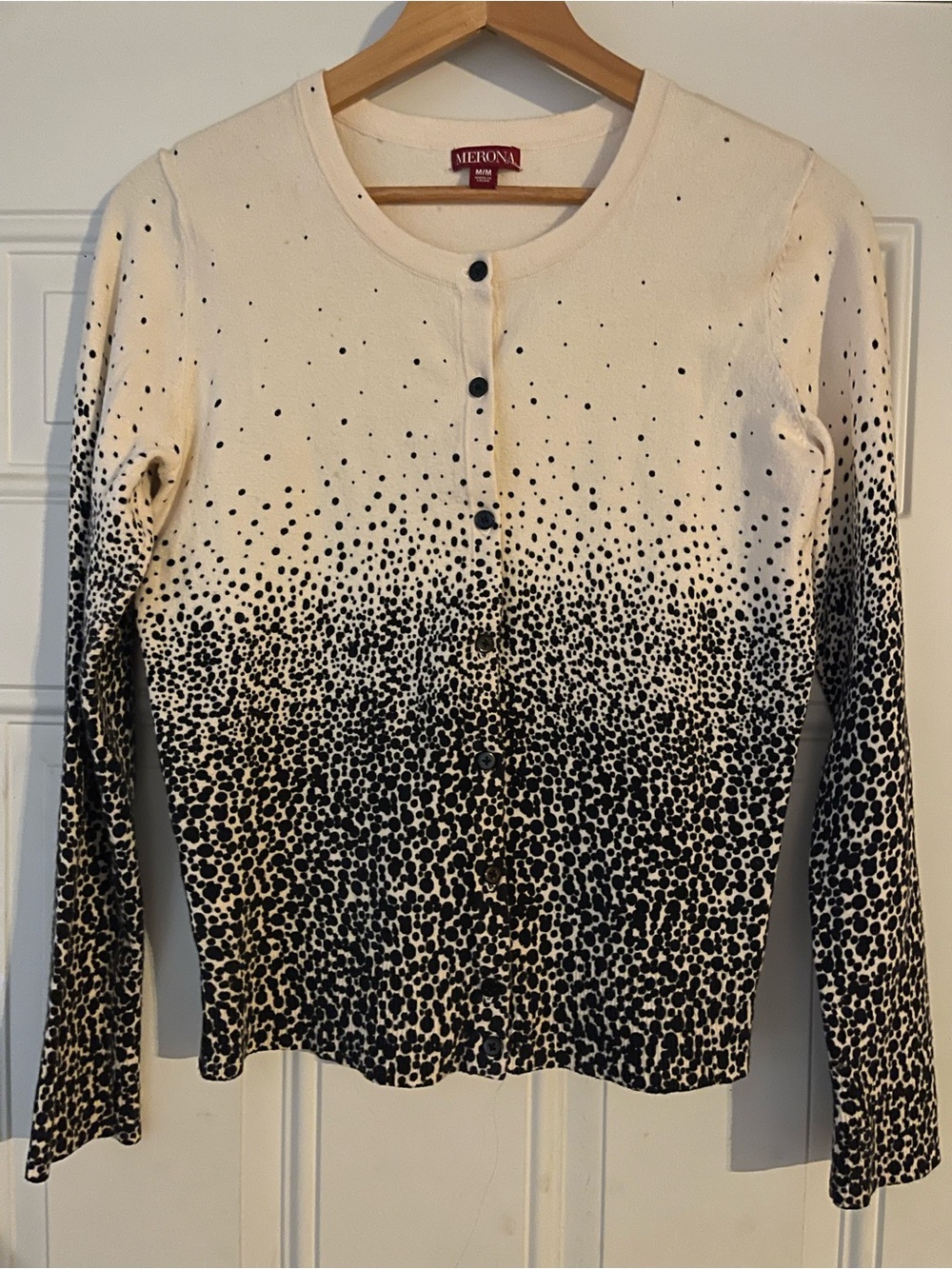Merona Cream and Black Speckled Cardigan Button Up Holiday Wedding